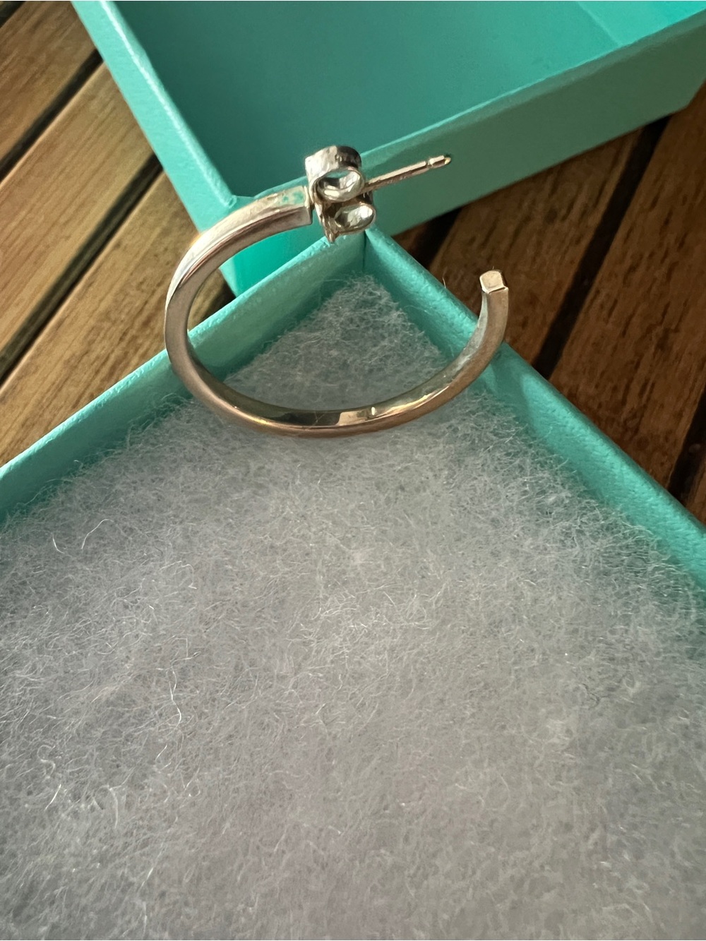 Tiffany & Co Sterling Silver Hoop Earrings, 1 inch, T&Co 1837, Original Owner - Picture 7 of 9